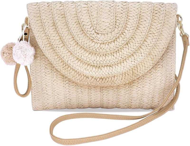 LUOFMISS Straw Clutch Bag Woven Purse for Women Shoulder Bag Casual Beach Rattan Handmade Wallet - Image 2